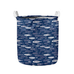 Ornamental Fish Pattern Print Collapsible Laundry Basket
