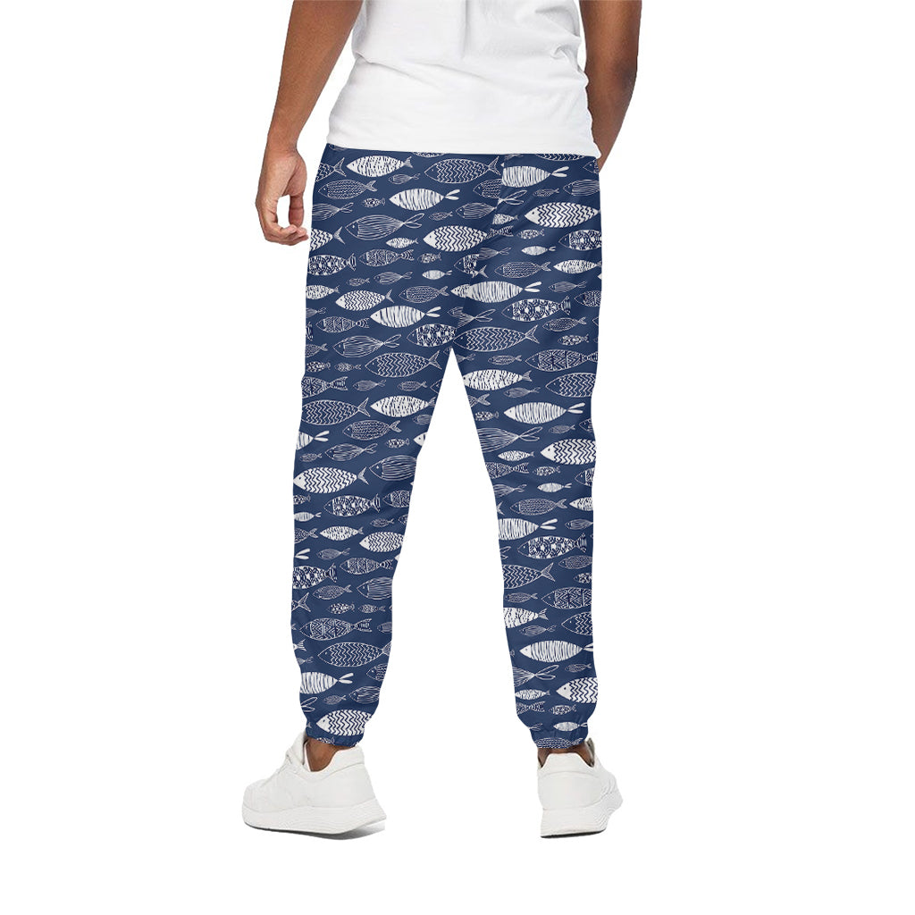 Ornamental Fish Pattern Print Cotton Pants