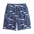 Ornamental Fish Pattern Print Cotton Shorts