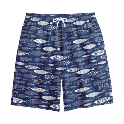 Ornamental Fish Pattern Print Cotton Shorts