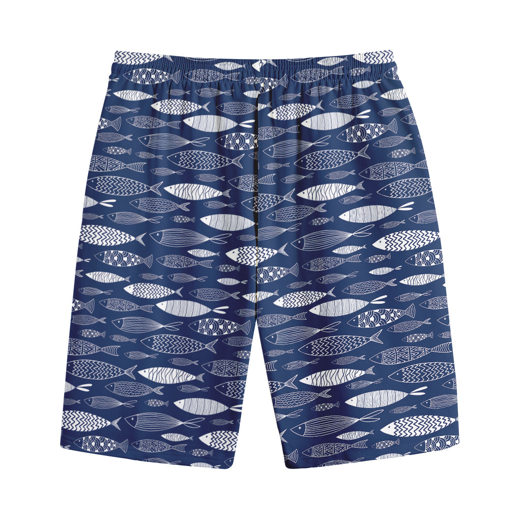Ornamental Fish Pattern Print Cotton Shorts