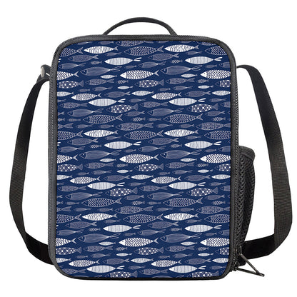 Ornamental Fish Pattern Print Crossbody Lunch Bag