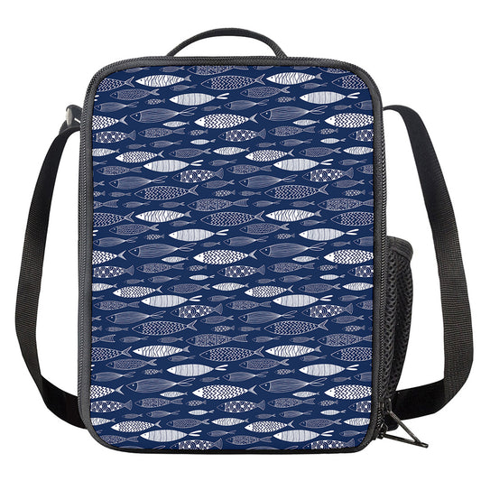 Ornamental Fish Pattern Print Crossbody Lunch Bag