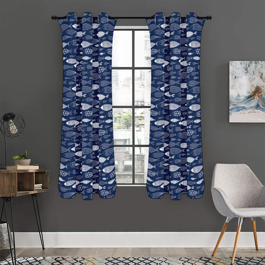 Ornamental Fish Pattern Print Curtain