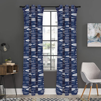 Ornamental Fish Pattern Print Curtain