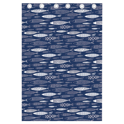 Ornamental Fish Pattern Print Curtain