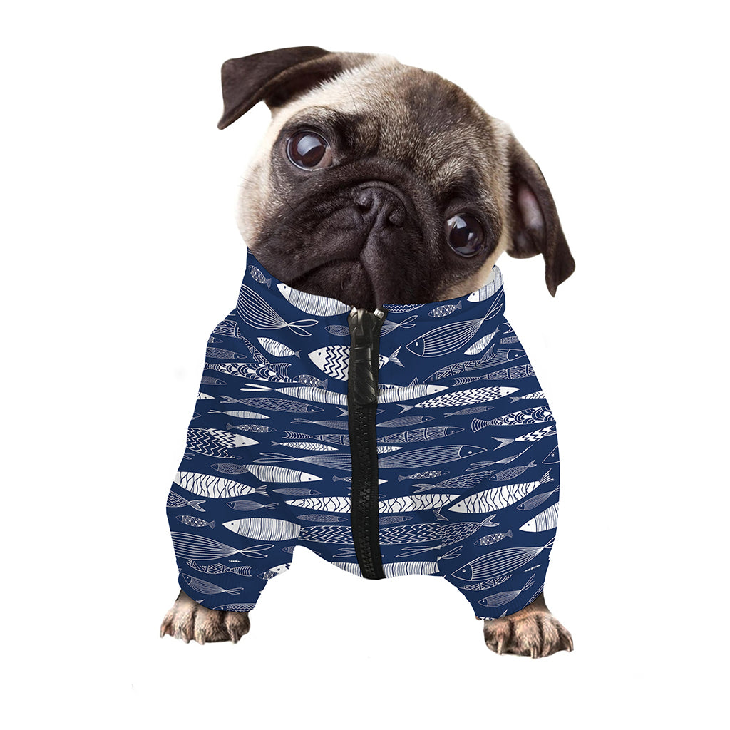 Ornamental Fish Pattern Print Dog Zip Up Jacket
