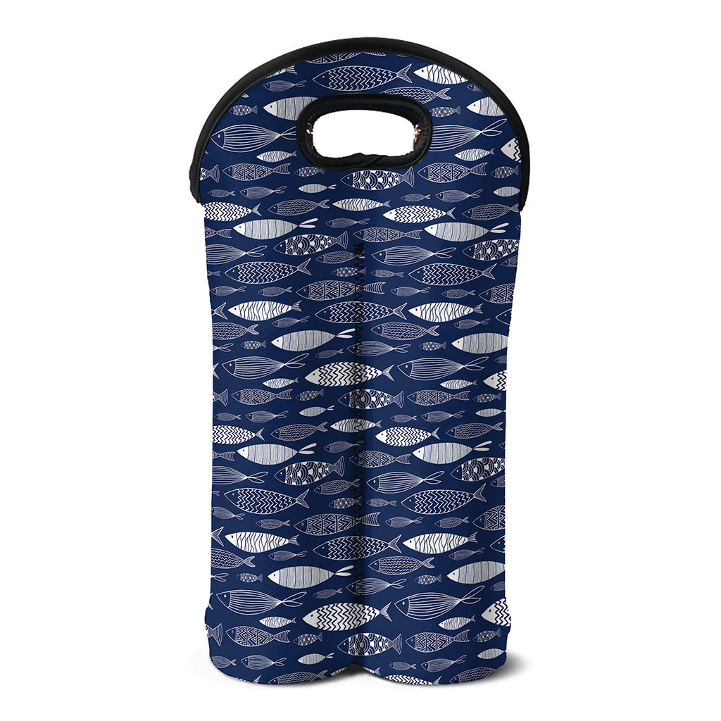 Ornamental Fish Pattern Print Double Neoprene Wine Tote