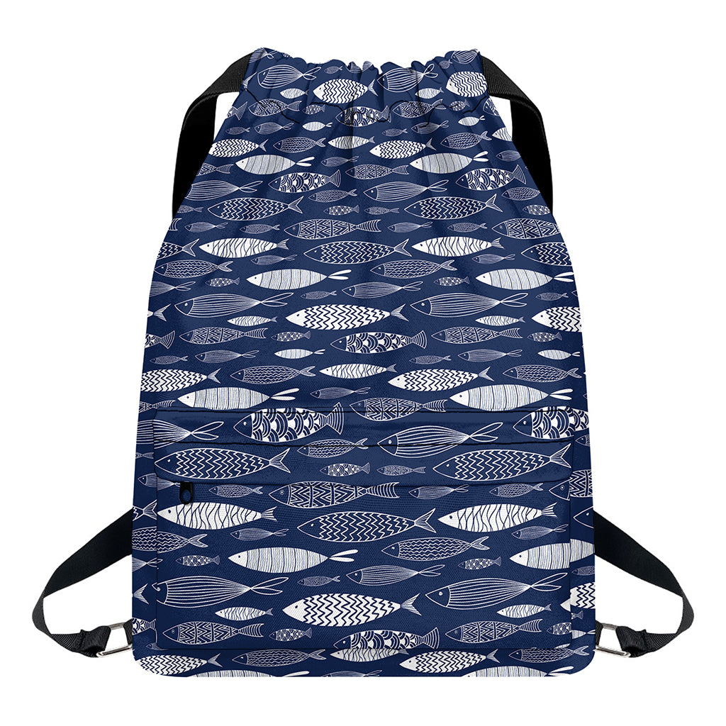 Ornamental Fish Pattern Print Drawstring Backpack