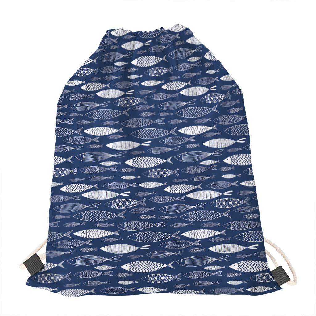 Ornamental Fish Pattern Print Drawstring Bag