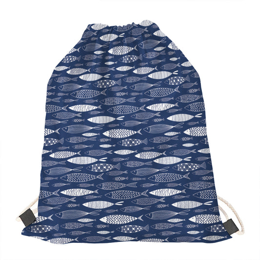 Ornamental Fish Pattern Print Drawstring Bag