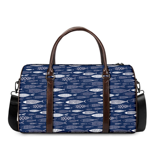 Ornamental Fish Pattern Print Duffle Bag
