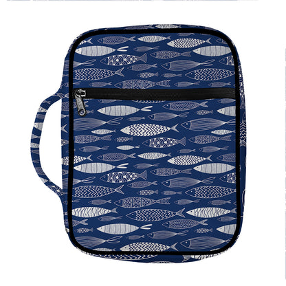 Ornamental Fish Pattern Print Front Pocket Bible Bag