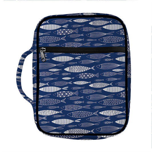 Ornamental Fish Pattern Print Front Pocket Bible Bag