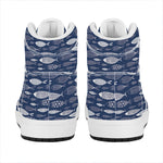 Ornamental Fish Pattern Print High Top Leather Sneakers