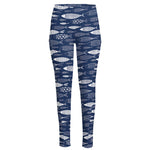 Ornamental Fish Pattern Print High-Waisted Pocket Leggings