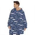 Ornamental Fish Pattern Print Hoodie Blanket