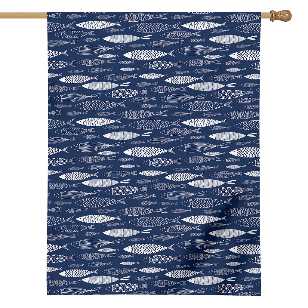 Ornamental Fish Pattern Print House Flag