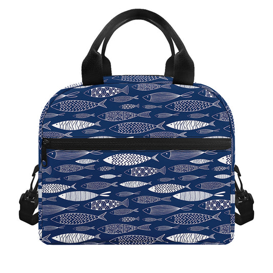 Ornamental Fish Pattern Print Insulated Lunch Bag