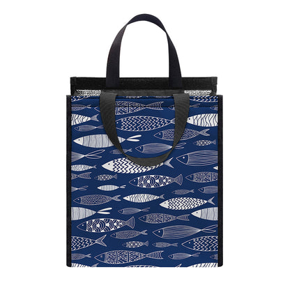 Ornamental Fish Pattern Print Insulated Lunch Tote