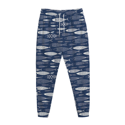 Ornamental Fish Pattern Print Jogger Pants