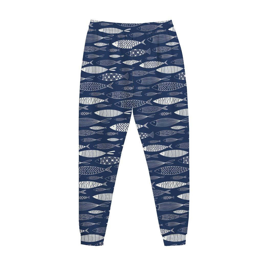Ornamental Fish Pattern Print Jogger Pants