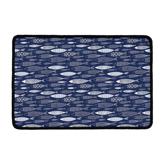Ornamental Fish Pattern Print Kitchen Mat