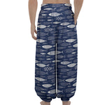 Ornamental Fish Pattern Print Lantern Pants