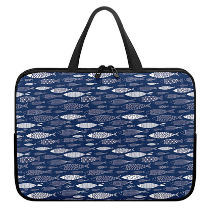 Ornamental Fish Pattern Print Laptop Sleeve With Handle