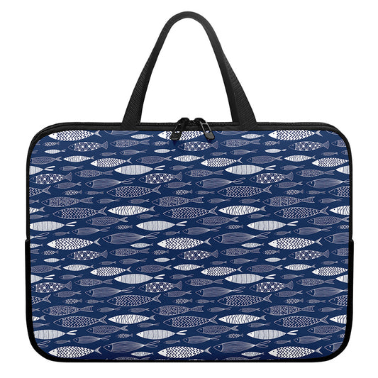 Ornamental Fish Pattern Print Laptop Sleeve With Handle