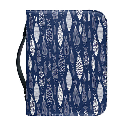 Ornamental Fish Pattern Print Leather Bible Cover