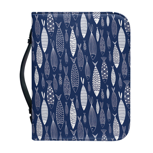 Ornamental Fish Pattern Print Leather Bible Cover