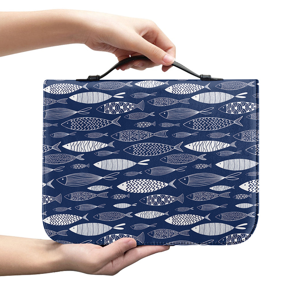 Ornamental Fish Pattern Print Leather Bible Cover