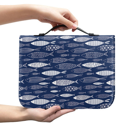 Ornamental Fish Pattern Print Leather Bible Cover