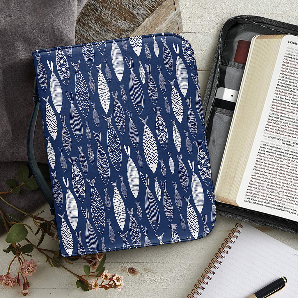 Ornamental Fish Pattern Print Leather Bible Cover