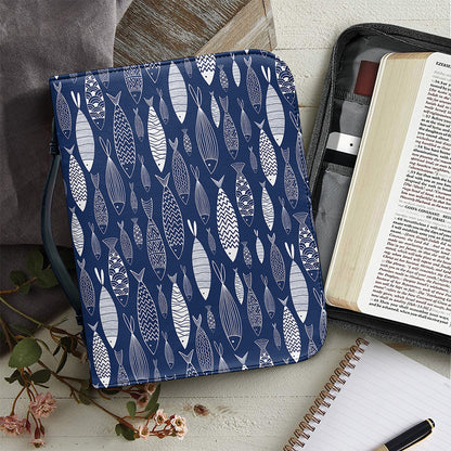 Ornamental Fish Pattern Print Leather Bible Cover