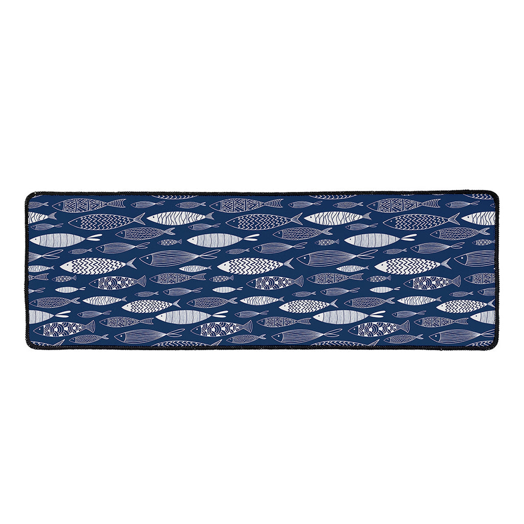 Ornamental Fish Pattern Print Long Kitchen Mat