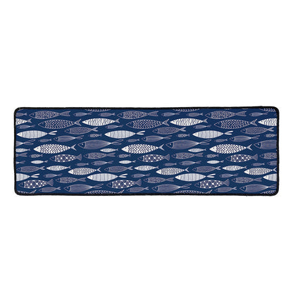 Ornamental Fish Pattern Print Long Kitchen Mat