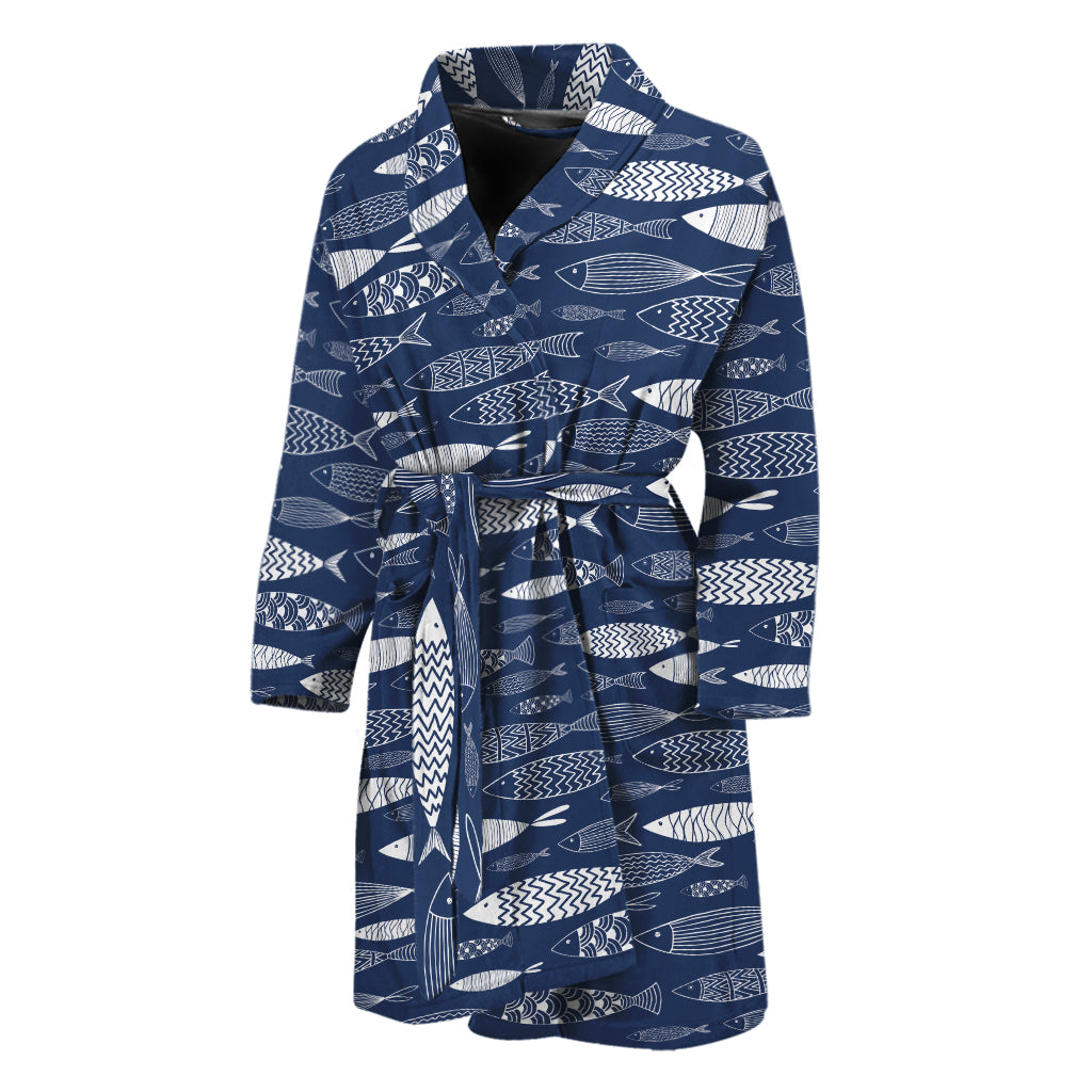 Ornamental Fish Pattern Print Men's Bathrobe