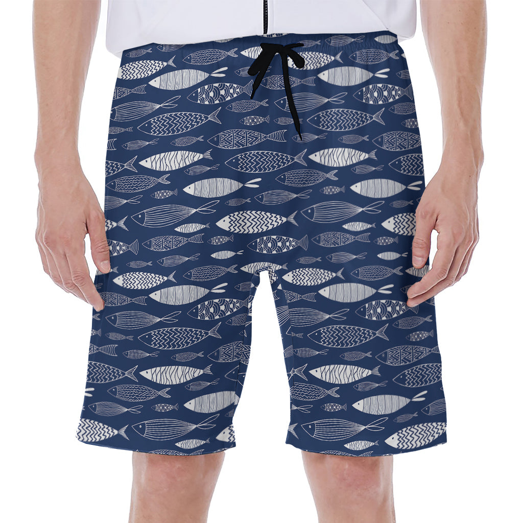 Ornamental Fish Pattern Print Men's Beach Shorts