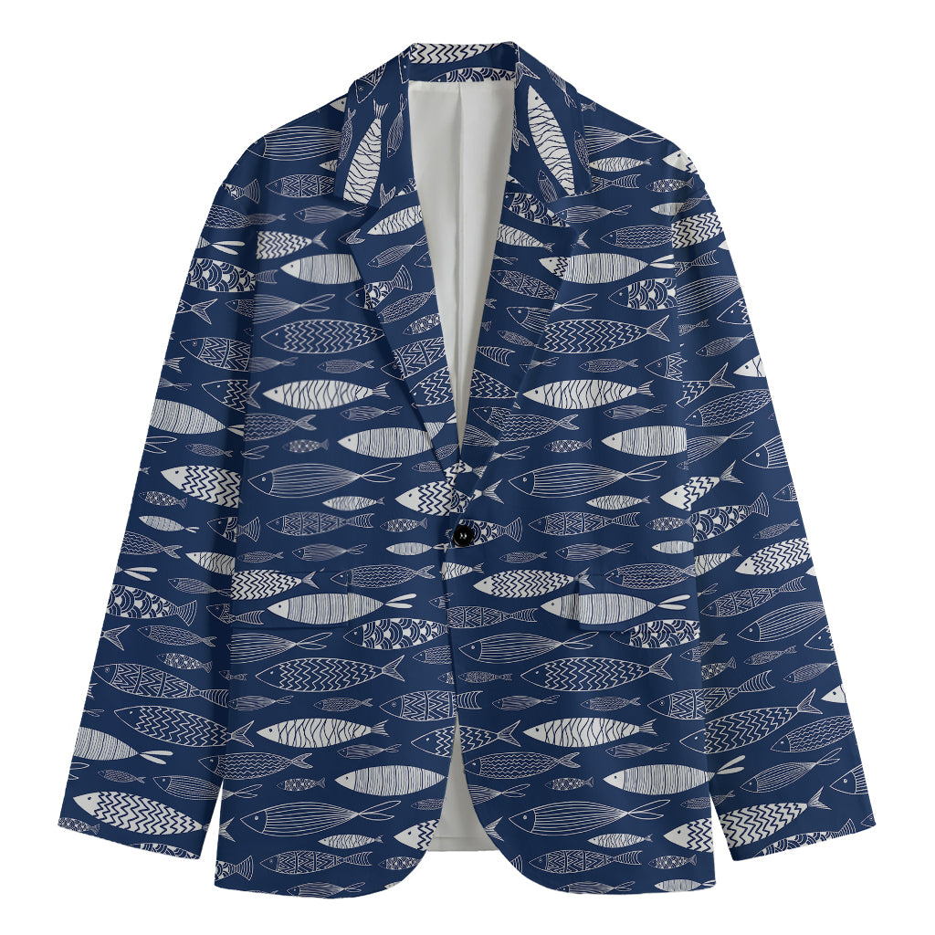 Ornamental Fish Pattern Print Men's Blazer