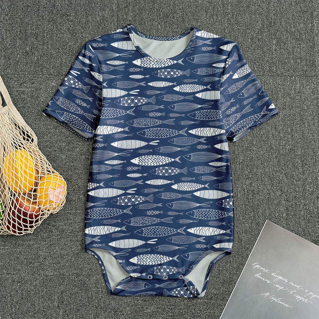 Ornamental Fish Pattern Print Men's Bodysuit