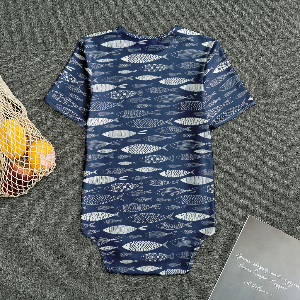 Ornamental Fish Pattern Print Men's Bodysuit