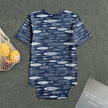 Ornamental Fish Pattern Print Men's Bodysuit