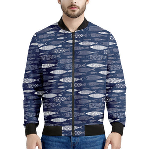 Ornamental Fish Pattern Print Men's Bomber Jacket