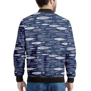 Ornamental Fish Pattern Print Men's Bomber Jacket