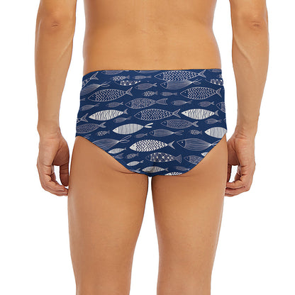 Ornamental Fish Pattern Print Men's Briefs