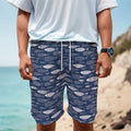 Ornamental Fish Pattern Print Men's Cargo Shorts
