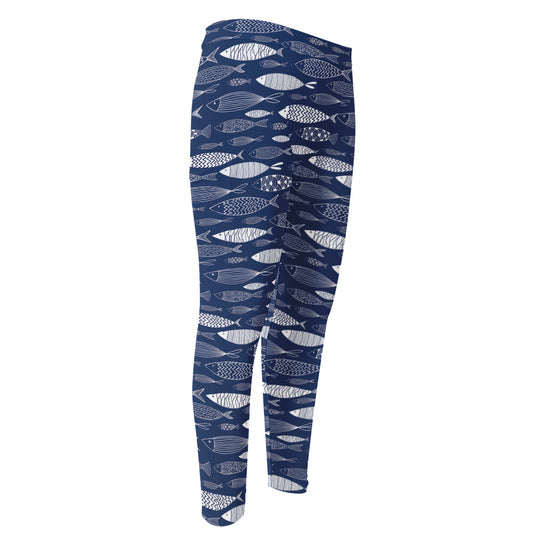 Ornamental Fish Pattern Print Men's Compression Pants