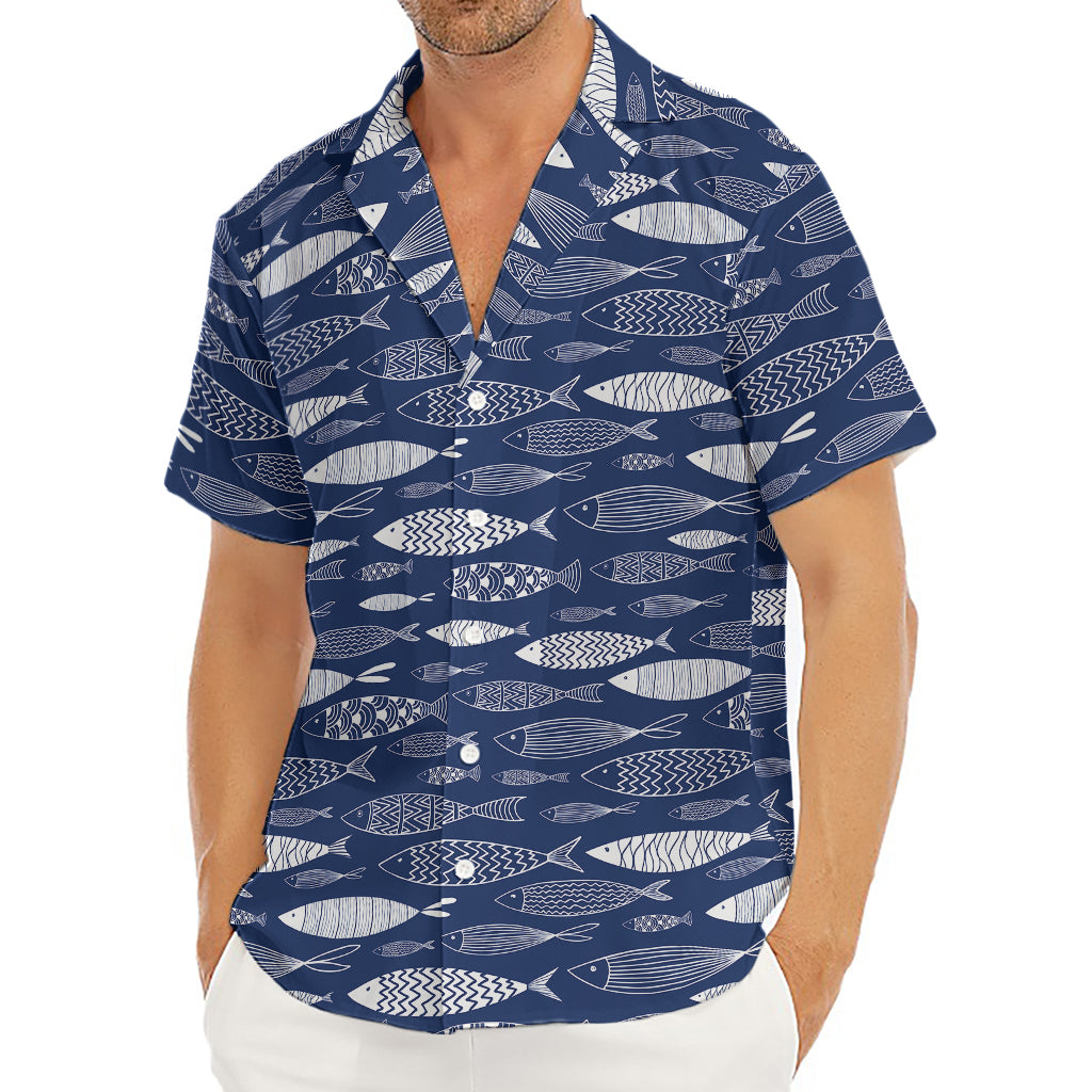 Ornamental Fish Pattern Print Men's Deep V-Neck Shirt